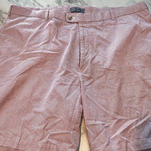Peter Millar Men's P Logo Pink Striped Chino Shorts Size 42